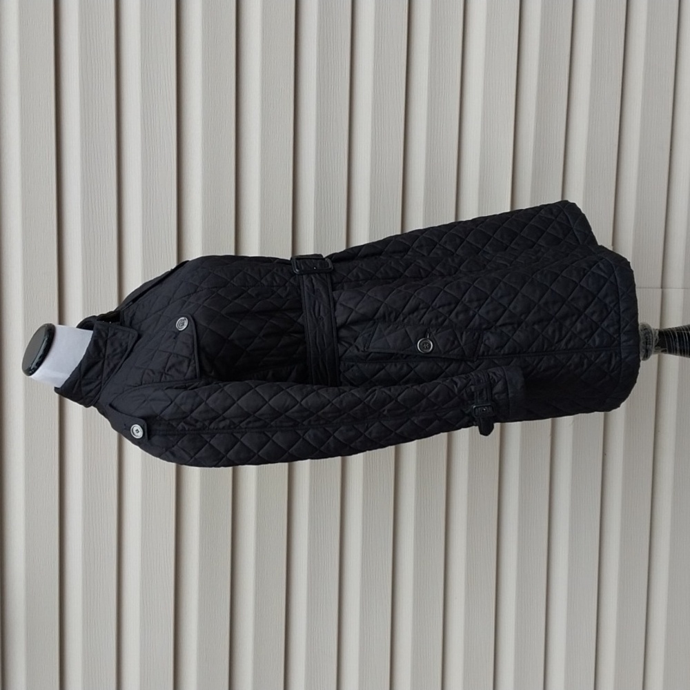 BURBERRY CHECK LINED BELTED QUILTED BLACK TRENCH COAT - Picture 3 of 11